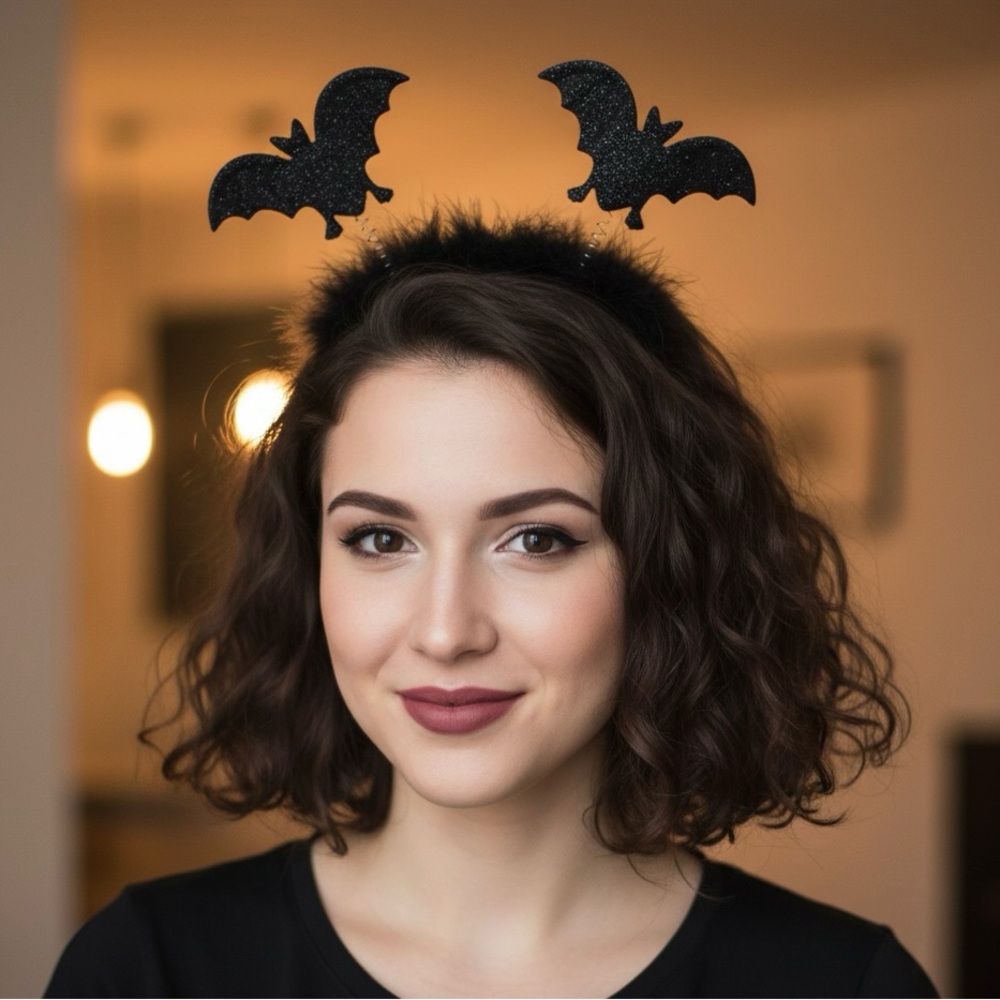 Midnight Flutter Glitter Bat Headband